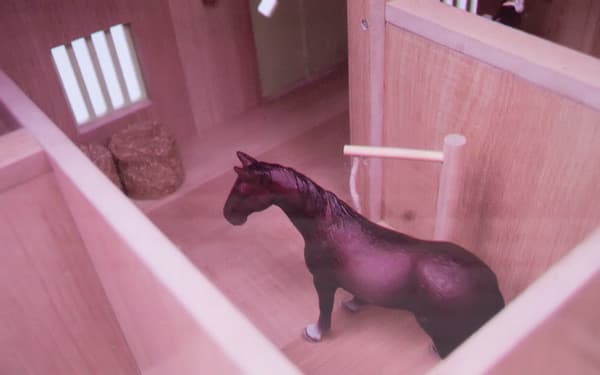 LARGE WOODEN CORNER STABLE FOR HORSES WITH 3 STALLS