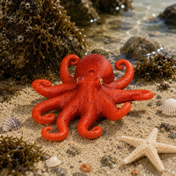 Rubber Octopus Figurine – Stretchy, Realistic, Sea Creature, 14cm