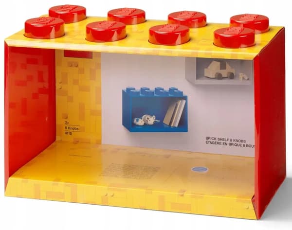 LEGO - Brick-Shaped Shelf with Eight Studs - Red