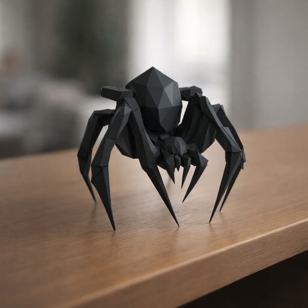 DECORATIVE SPIDER FIGURINE – LOW-POLY GEOMETRIC ORNAMENT – MANY COLOURS
