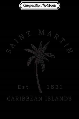 Composition Notebook: Retro Cool St. Martin, Caribbean Islands, Beach and Palm Trees