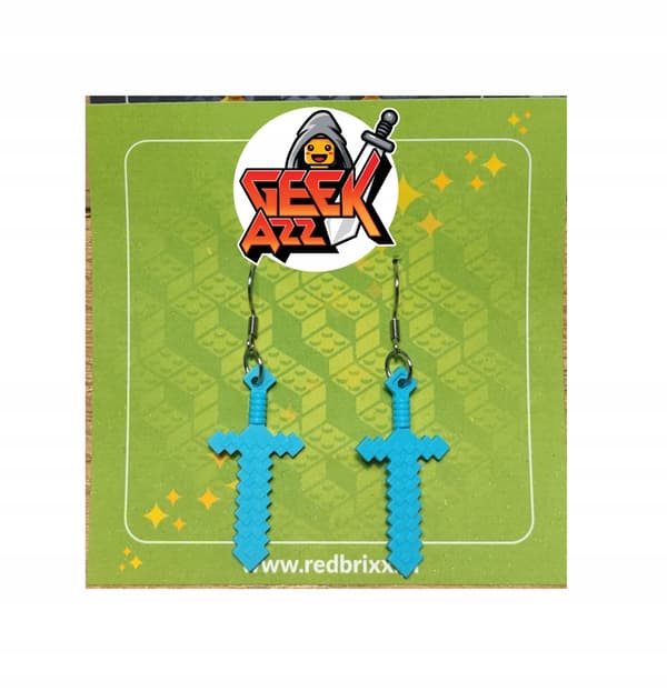 DIY Lego Minecraft sword earrings made from bricks