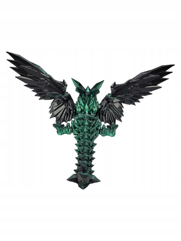 Movable Dragon with Wings and a Dragon Egg – Mistic Green Crystal Dragon Set
