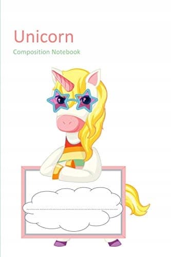 Unicorn Composition Notebook: Blank composition notebook with wide lines