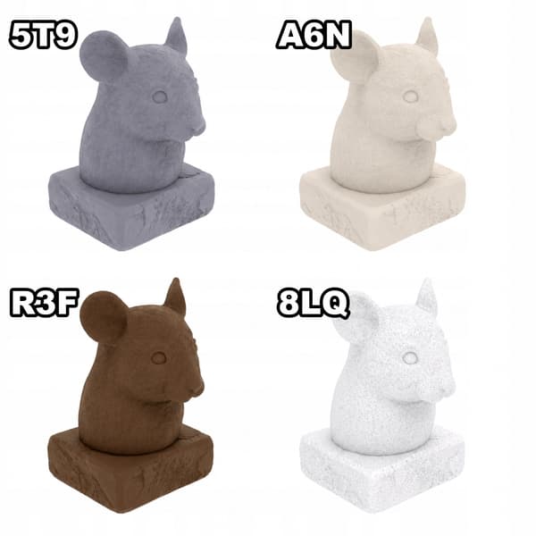 Mouse Bust Figurine – Decorative Item on a Square Base – Available in a Wide Range of Colours