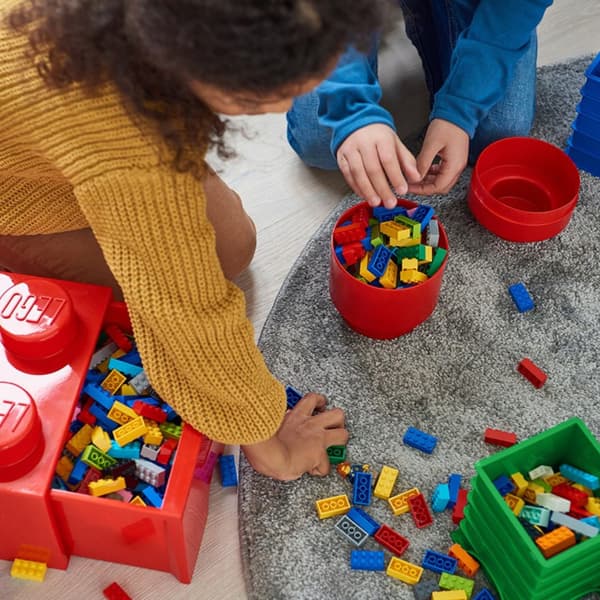 LEGO Round Plastic Container – LEGO Brick Shape, Red, 12 x 18 cm