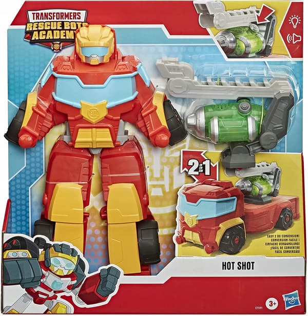 TRANSFORMERS RESCUE BOTS HOT SHOT 35cm LARGE 2-in-1