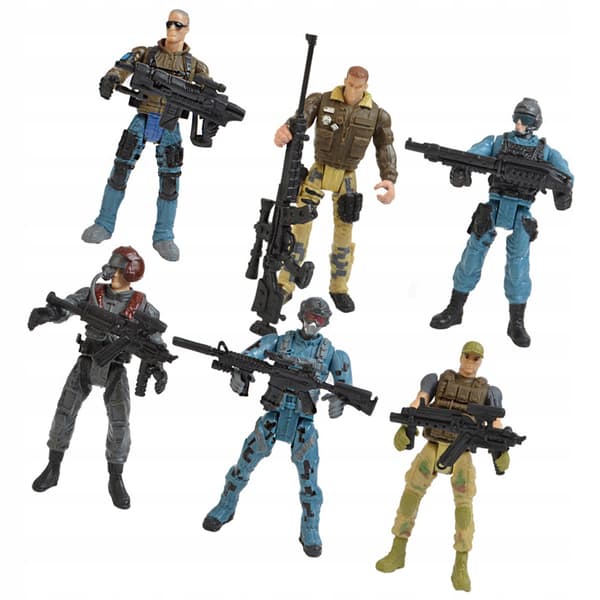 6-piece Kids' Plastic Soldier Model Playset with Smooth Edges