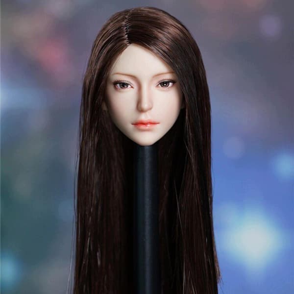 1/6 scale female head sculptures. Customisable, hair-implanted head style C