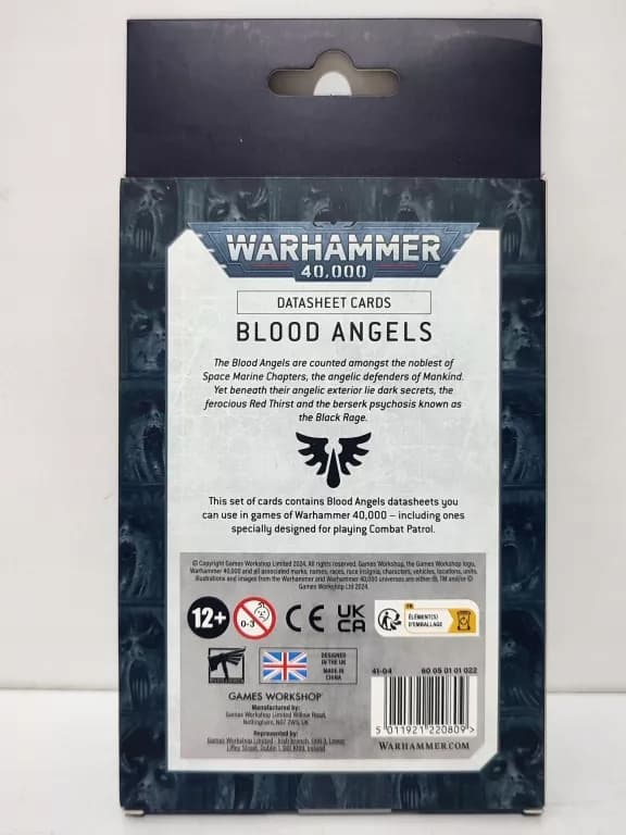 WH 40K BLOOD ANGELS CARDS
