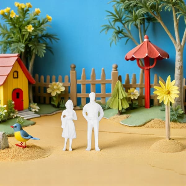 50 MINIATURE WHITE FIGURINES FOR MODELS AND DECORATIONS