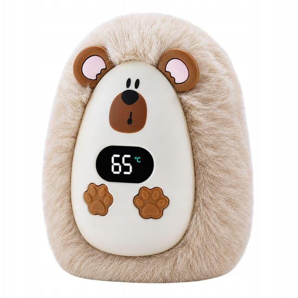 Beige Rechargeable Hedgehog Plush Hand Warmer, 45°C / 55°C / 65°C