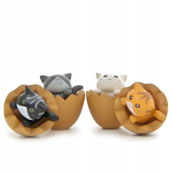 4 REALISTIC CAT FIGURINES, MINI PVC DECORATIONS