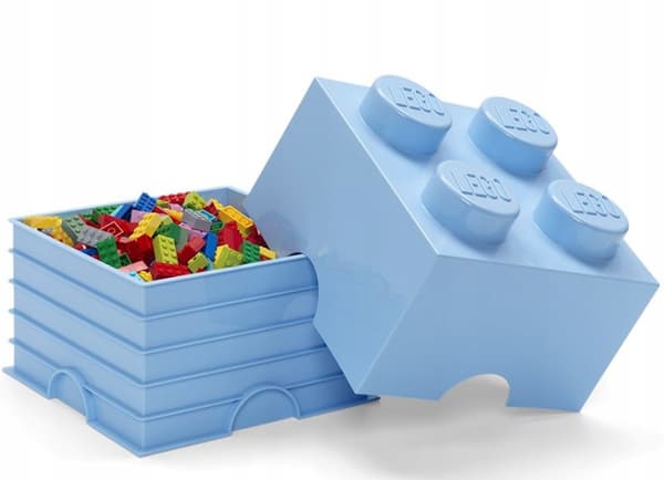 LEGO BRICK STORAGE CONTAINER, 4-COMPARTMENT, 2x2 BRICK, 25 CM, BLUE SORTING BOX