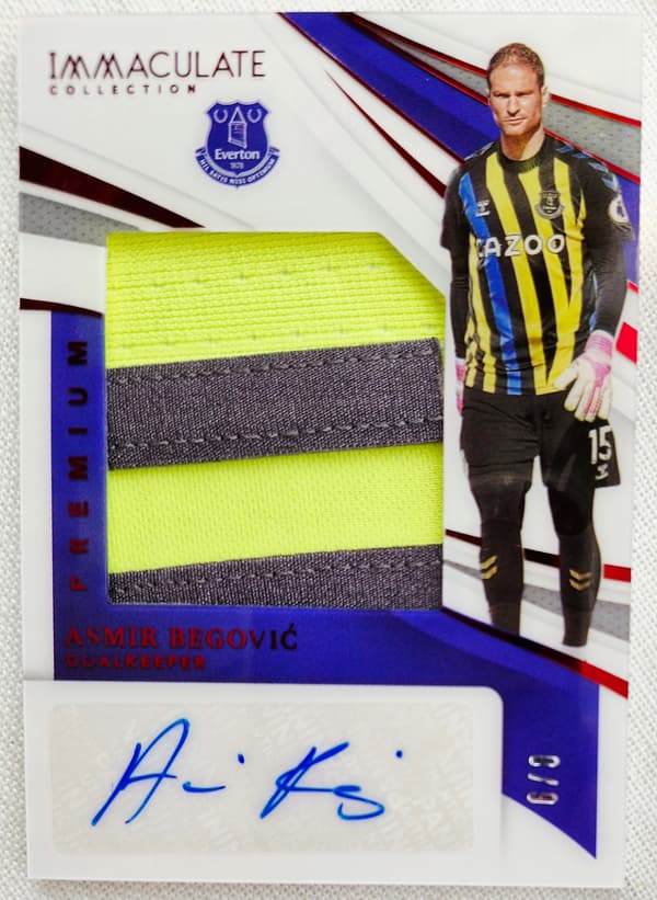 ASMIR BEGOVIC IMMACULATE PREMIUM MATCH-WORN PATCH 8/9 EVERTON AUTOGRAPH
