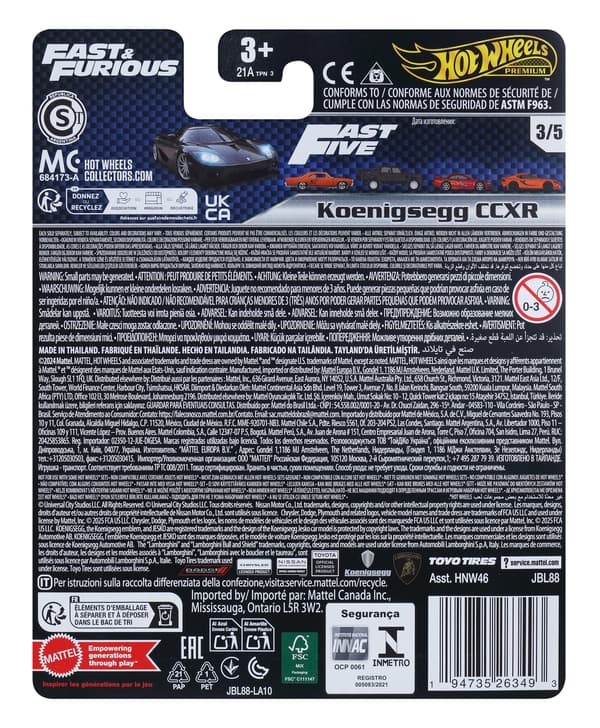 HOT WHEELS PREMIUM FAST & FURIOUS 3/5 JBL88