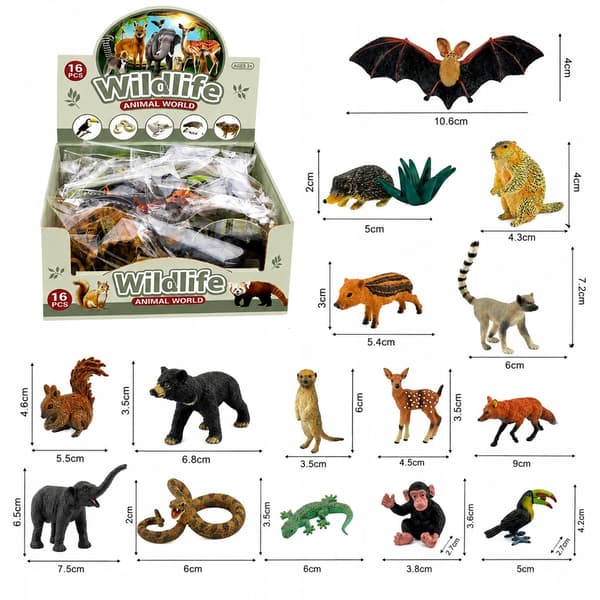 WILD ANIMAL FIGURINES – 16 DESIGNS: EDUCATIONAL FOREST ANIMALS – AGES 3+