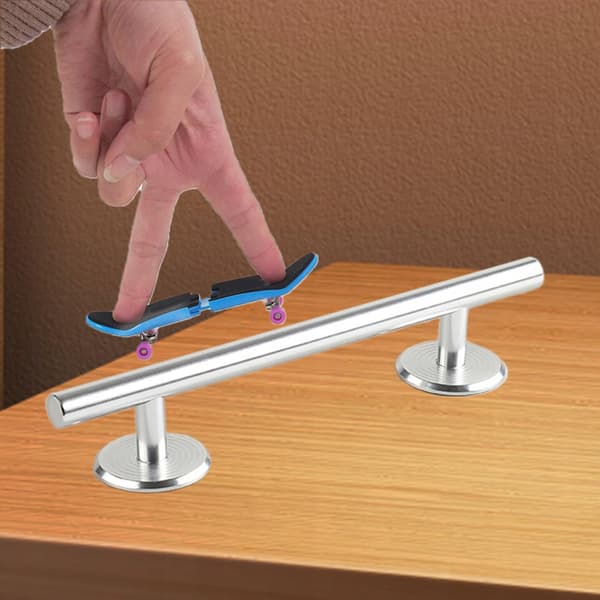 Fretboard Round rail Metal skateboard rail Professional prop Silver 20 cm