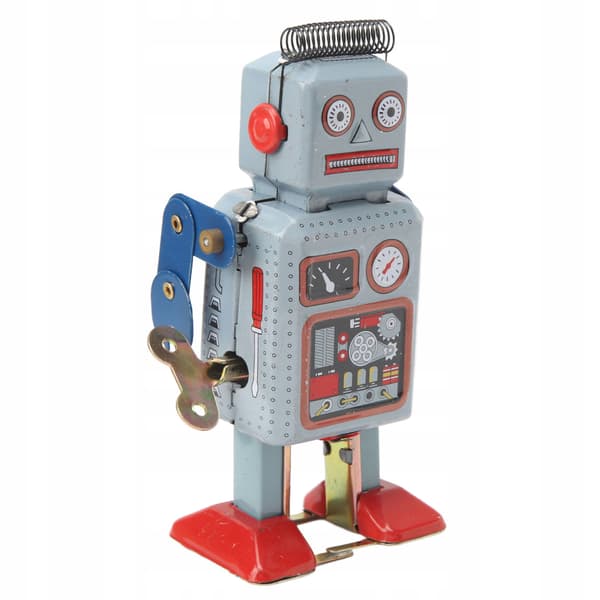 HAND-WINDING RETRO METAL WALKING ROBOT