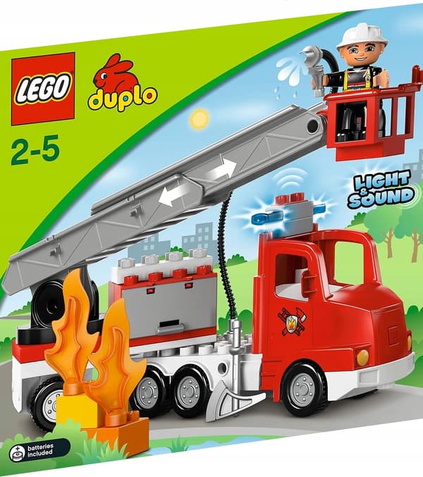 Lego Duplo – Fire Brigade Car: Fire engine with ladder, firefighter, fire