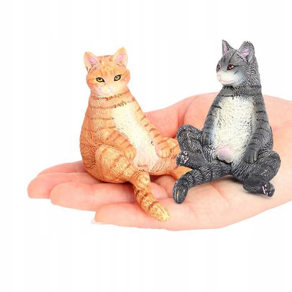 2 COLOURFUL CAT FIGURINES FOR INTERIOR DECORATION