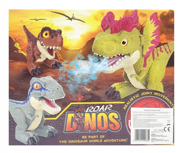 INTERACTIVE DINOSAUR FIGURINE WITH LED LIGHTS, ROARS AND BREATHES STEAM – DILOPHOSAURUS