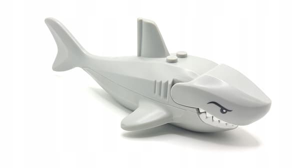 Lego Animals figurine: large shark, light grey