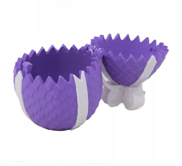 Sani figurine, Egg with ribbon 75 x 110 mm, Purple, White