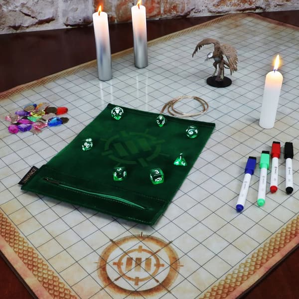Enhance - Tabletop Roll on a Scroll Bag (case + set of dice) - Green