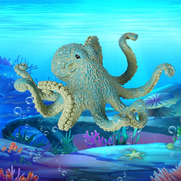 Lifelike Ocean Animal Model Figures – Sea Statue – Plastic – Blue Octopus B
