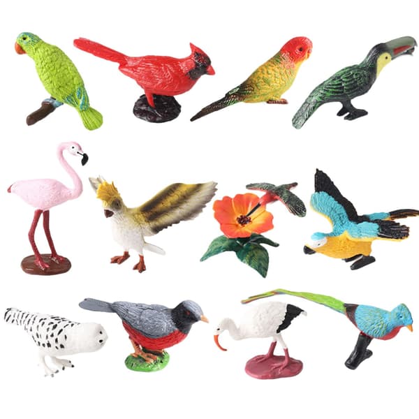 Miniature bird figurines Set Realistic animal model Multicoloured plastic