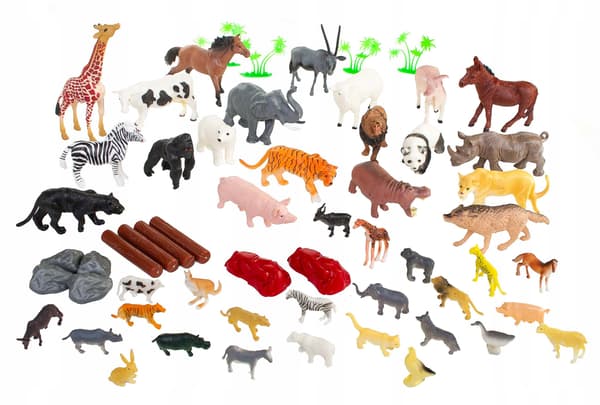 WILD SAFARI ANIMALS FIGURINE SET – 58 PIECES