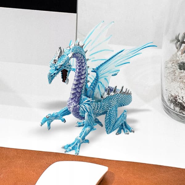 Miniature dragon statue Hand-painted toy Flying dragon model in blue