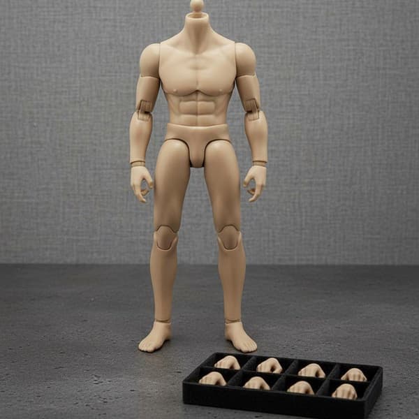 1/12 Scale Male Body with Interchangeable Hands, 3-Section Waist, 3-Section Waist