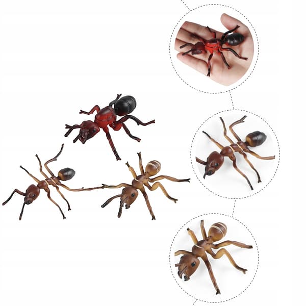 3 PLASTIC MINIATURE ANTS – DECORATIONS FOR THE TABLE AND GARDEN