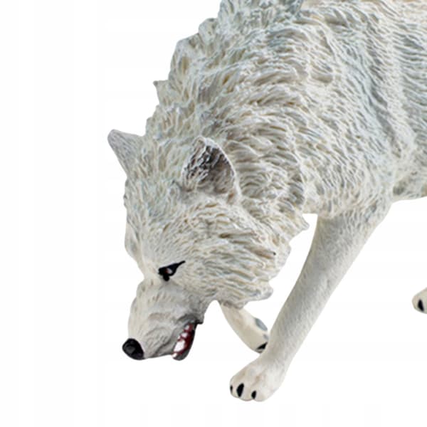 Mini Wolf Figurine – Desk Ornament – Hand-Painted Craft Model – White