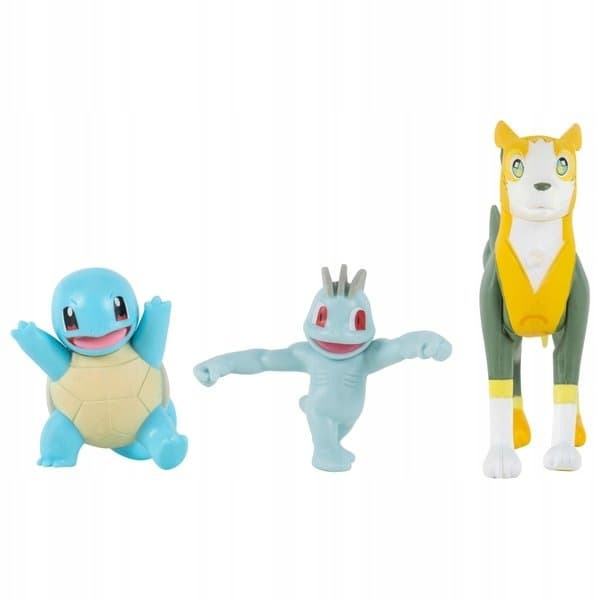Pokémon figurines: Squirtle, Boltund and Machop