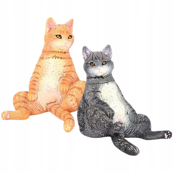 2 COLOURFUL CAT FIGURINES FOR INTERIOR DECORATION