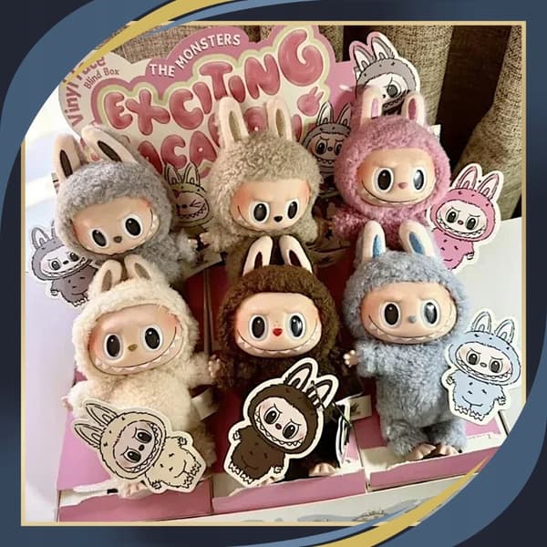LABUBU EXCITING MACARON KEYRING THE MONSTERS MASCOT PLUSH DOLL TOY