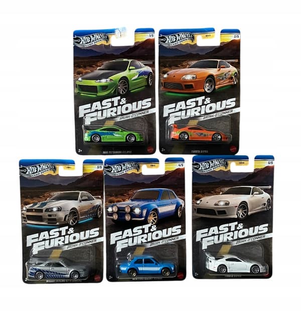 HOT WHEELS FAST AND FURIOUS BRIAN O’CONNER 5-CAR SET SILVER SERIES