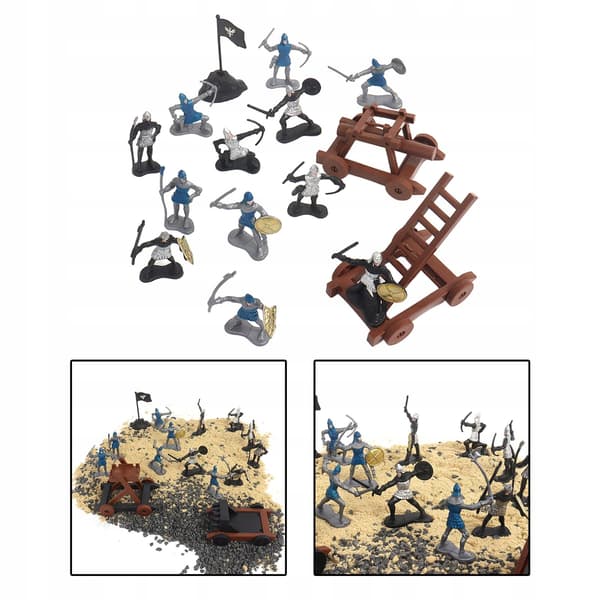 15 Ancient Soldier Figures: Warriors with Swords, Shields and a Flag from A