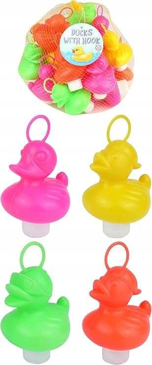 HENBRANDT plastic ducks, 20 pieces, size 7 cm, hooks in various colours, plastic