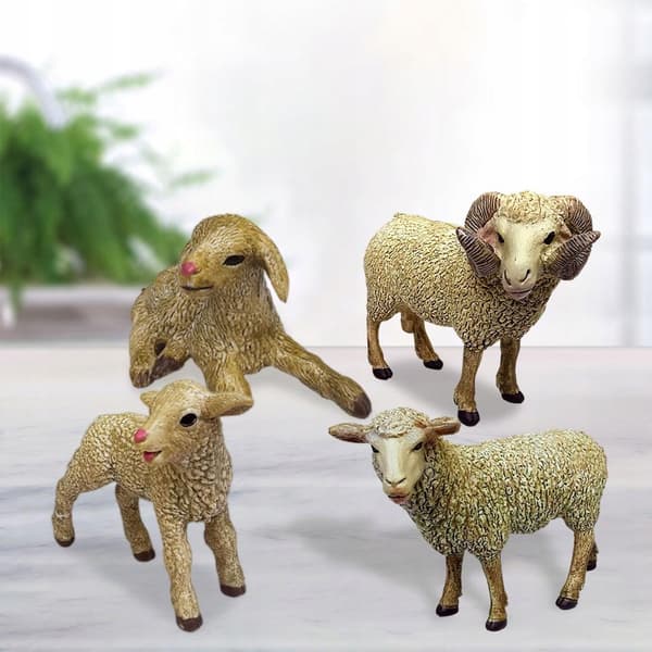 Lifelike Animal Model, educational mini figurines – Miniature Models: 4 sheep