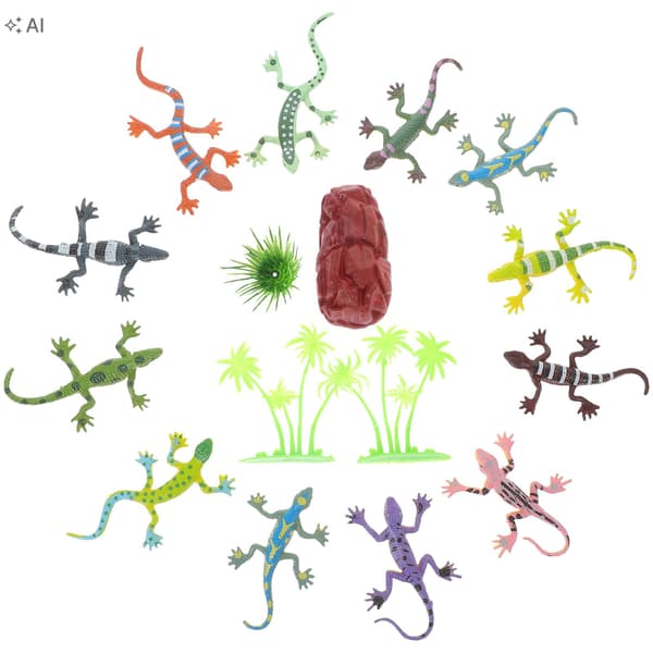 12-PIECE REALISTIC MINI LIZARD SET, COOL REPTILE MODELS