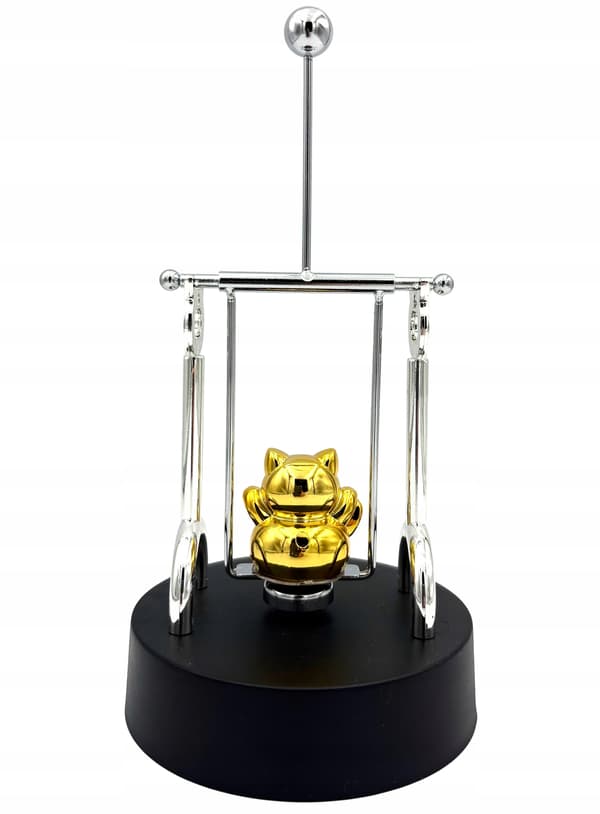 USB-powered perpetual motion toy: a magnetic swing with a kitten.