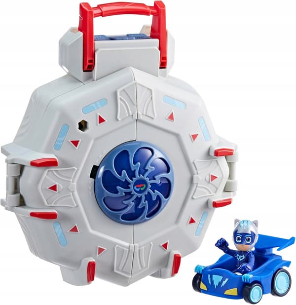 Pj Masks Power Heroes Set: Kotboy Base, Figure with Car, Suitcase