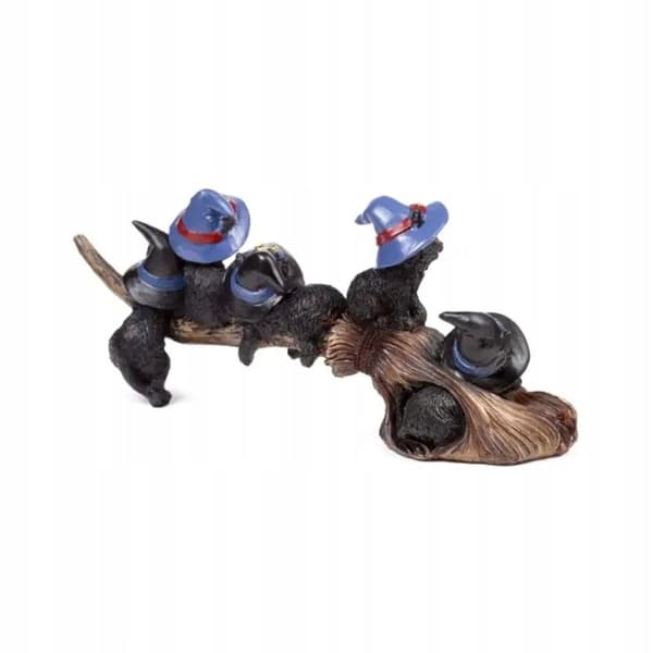 Puckator figurine: Black cat playing on a broomstick