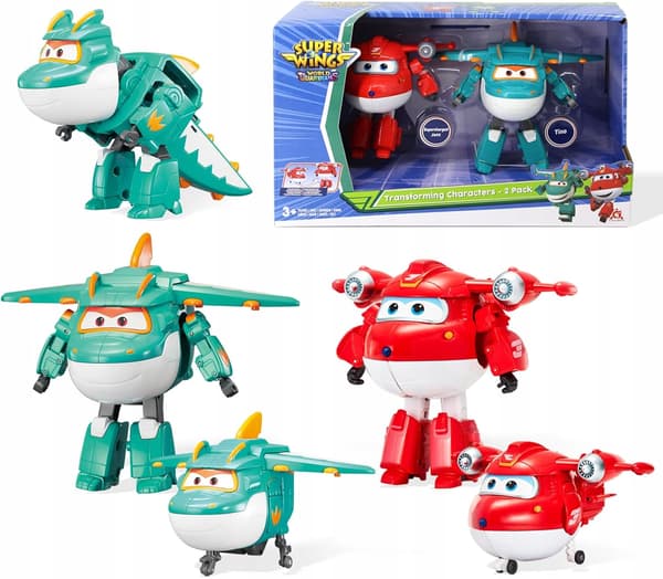 Auldey Super Wings Transforming Figures 2-pack: Jett + Tino, 12 cm, EU