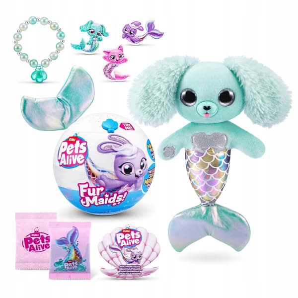 ZURU Pets Alive Furmaids interactive mermaid soft toy with a green tail