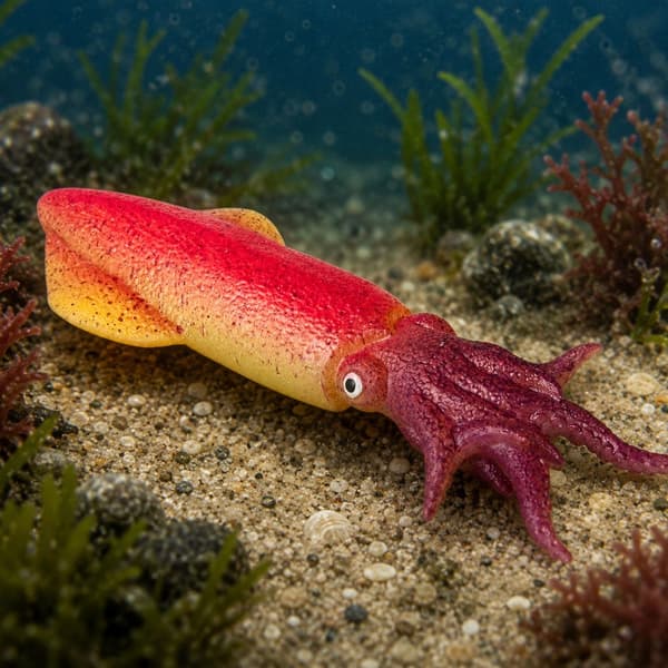 Rubber Squid Figurine – Stretchable, Realistic Sea Creature, 14 cm